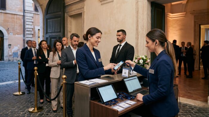 Hostess, accrediti e controllo accessi per eventi a Roma: quando servono davvero in una location