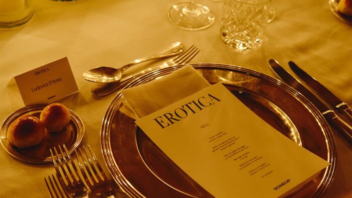 Mise en place della cena Dondup x Achille Lauro a Roma